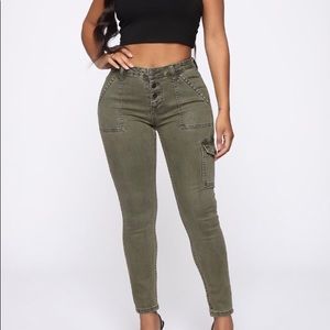 FASHION NOVA olive high waisted skinny jeans